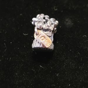 Pandora charm. Bouquet of flowers with 14k gold.